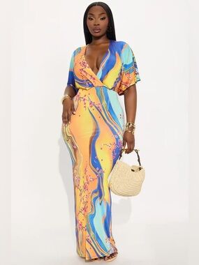 Short Sleevr Maxi Dresa